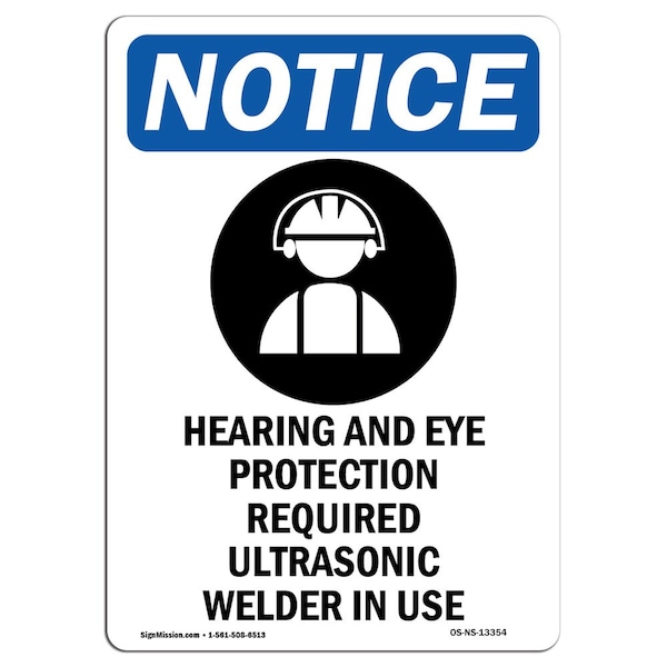 Signmission OSHA Sign, Hearing And Eye Protection With Symbol, 14in X 10in Rigid Plastic, 10" W, 14" H, Portrait OS-NS-P-1014-V-13354 - main